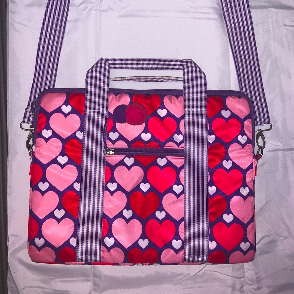 Crossbody MacBook bag with hearts